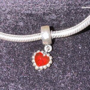 Retired Authentic Pandora Red Enamel Heart Dangle Charm